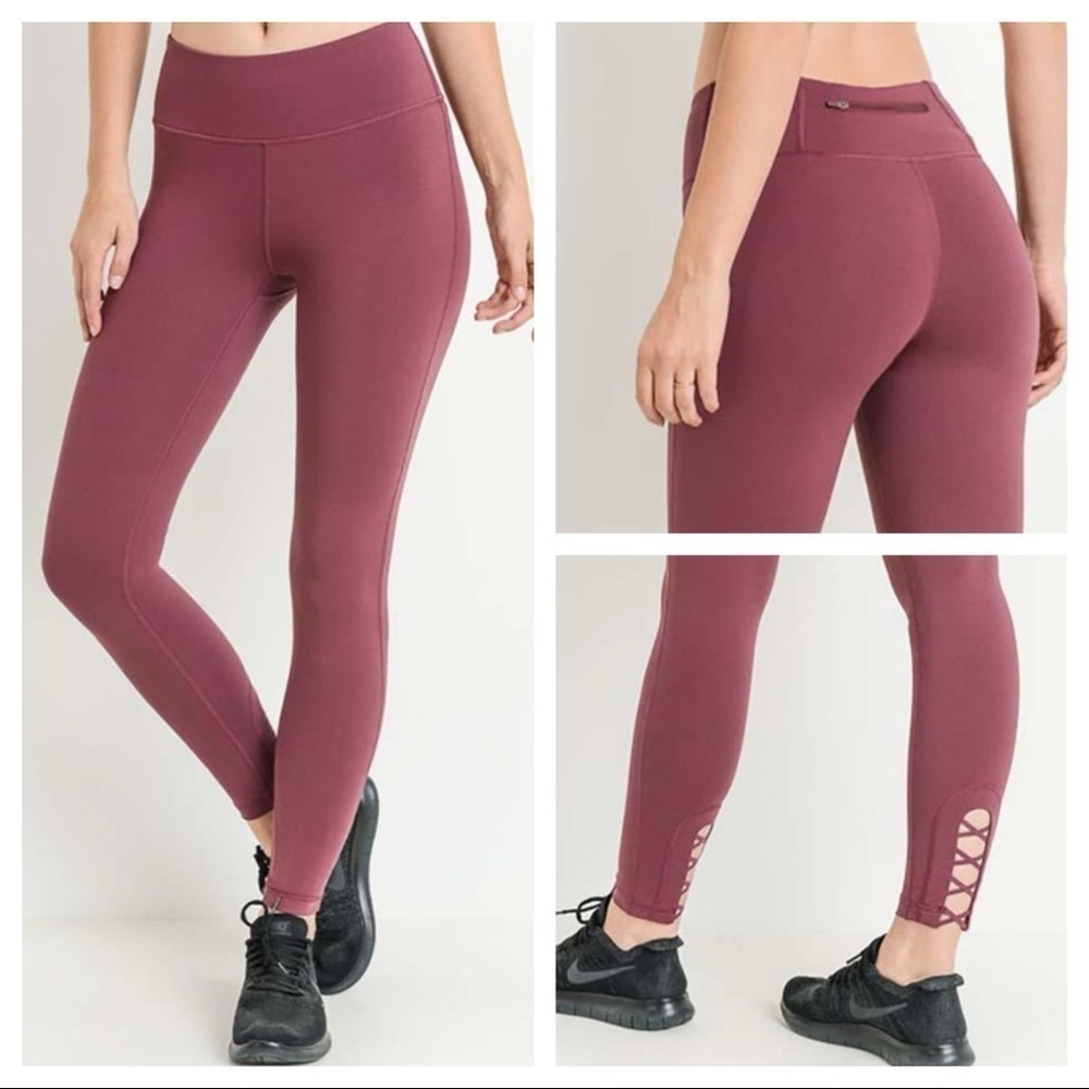 MONO B CRISSCROSS CUT OUT FULL LEGGINGS Plus sz1X